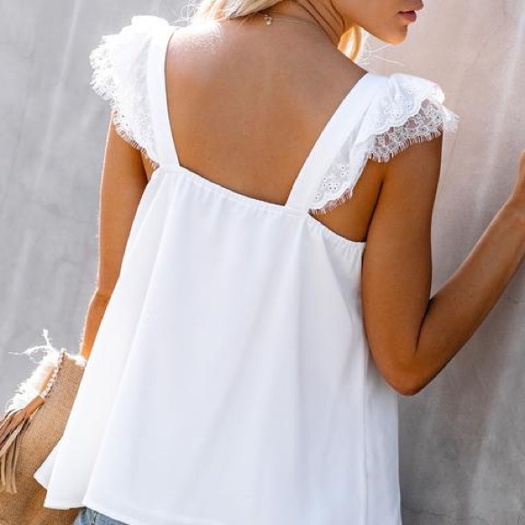 LAST ONE -Picturesque Lace Detailed Tank - White - Picture 7 of 8